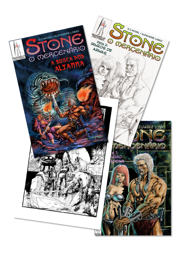 Capas das histórias de Stone, o mercenário